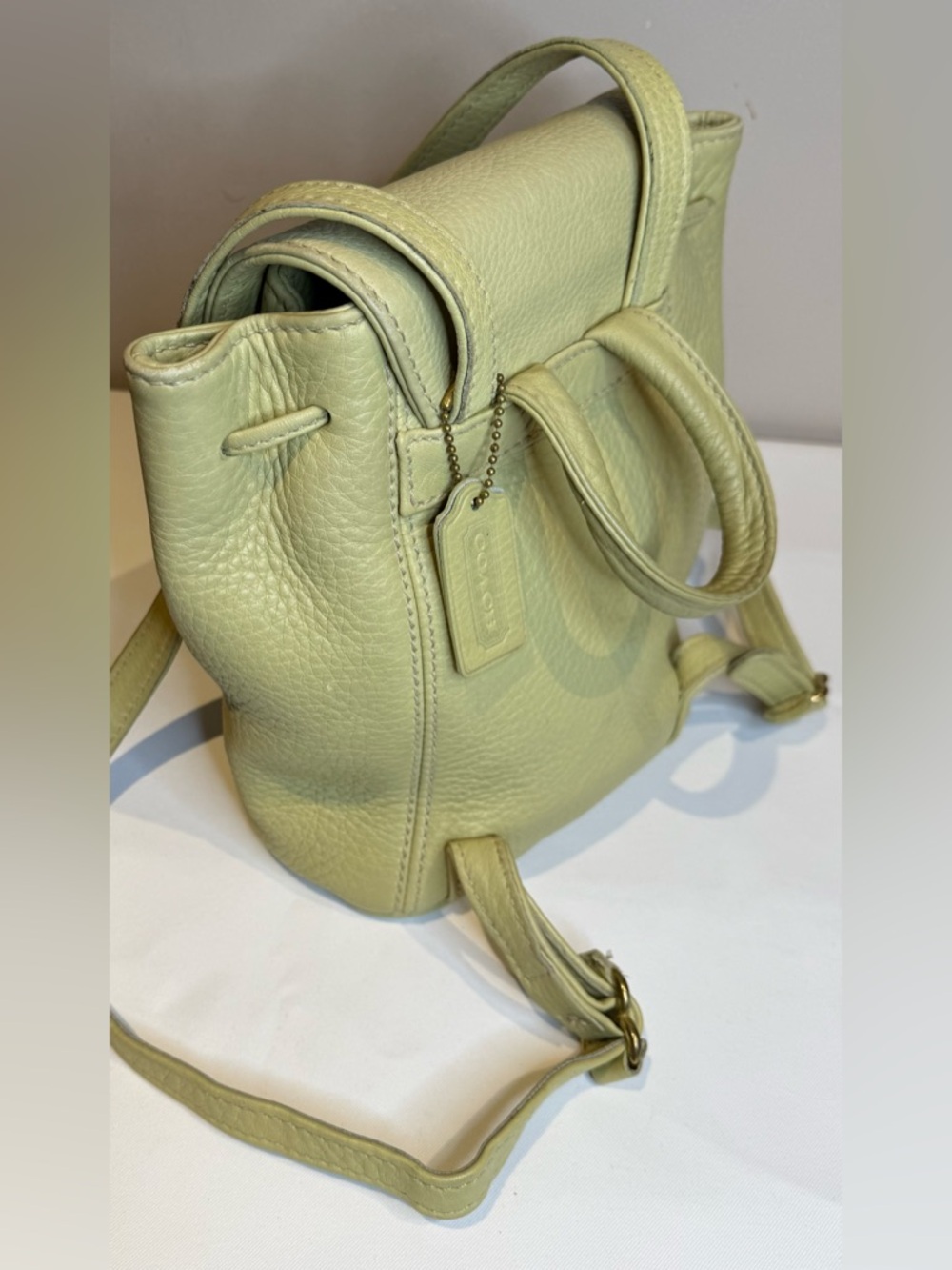 Coach Vintage Sonoma Backpack Lemon Green 1996 4925 Drawstring USA - Picture 3 of 8